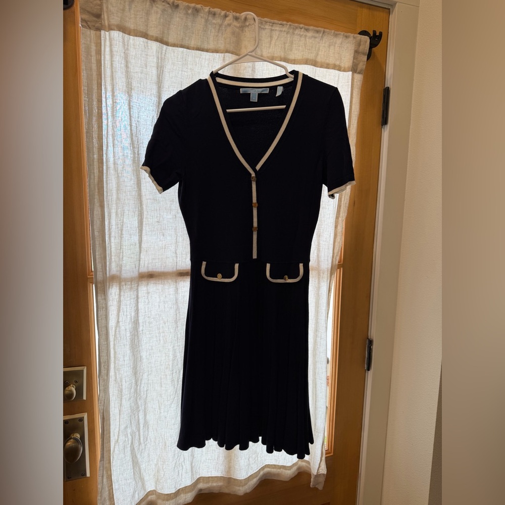 Draper James Black Mini Dress with White Accents